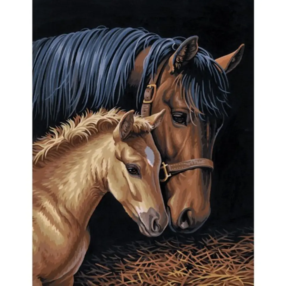 Haft Diamentowy, Obraz, Mozaika Diamentowa Diamond Painting, KOŃ I ŹREBIĘ 30x40cm