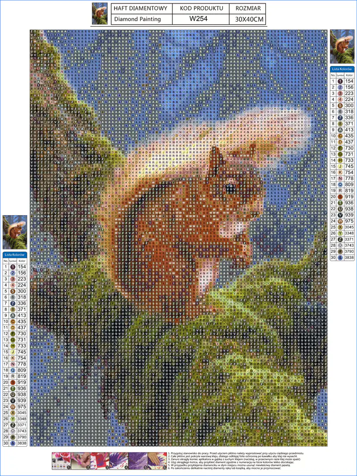 Haft Diamentowy, Obraz, Mozaika Diamentowa Diamond Painting, WIEWIÓRKA 30x40cm