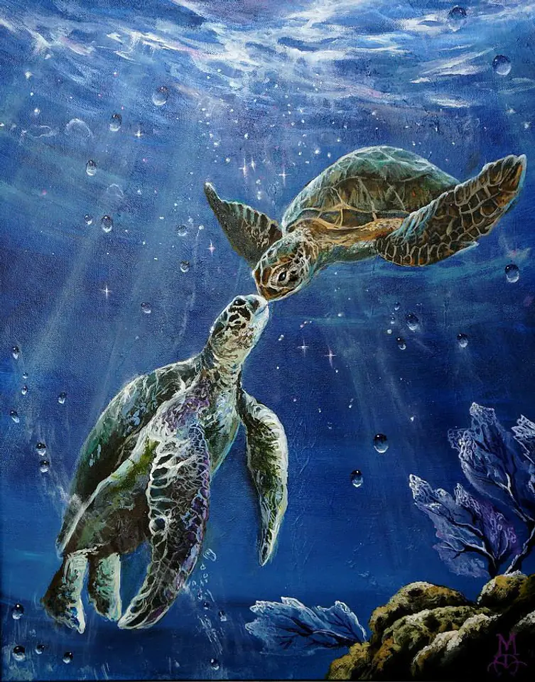 Haft Diamentowy, Obraz, Mozaika Diamentowa Diamond Painting, ŻÓŁWIE MORSKIE 30x40cm