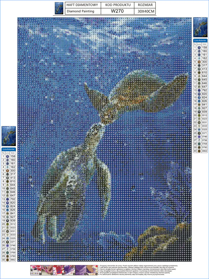 Diamond Embroidery, Painting, Diamond Mosaic Diamond Painting, SEA TURTLES 30x40cm