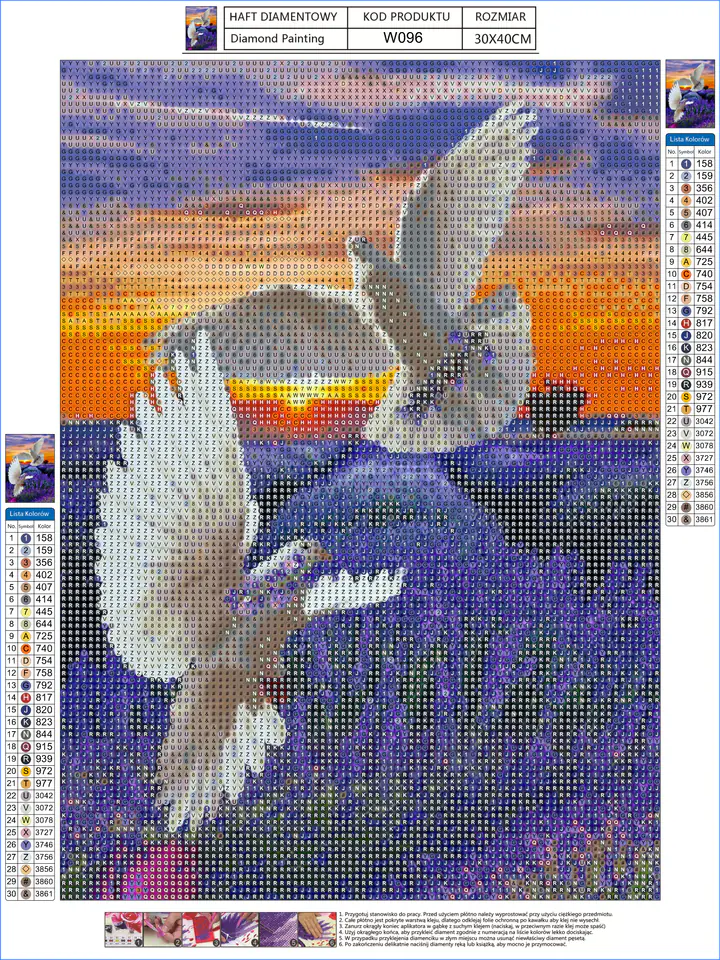 Haft Diamentowy, Obraz, Mozaika Diamentowa Diamond Painting, DWA GOŁĘBIE 30x40cm