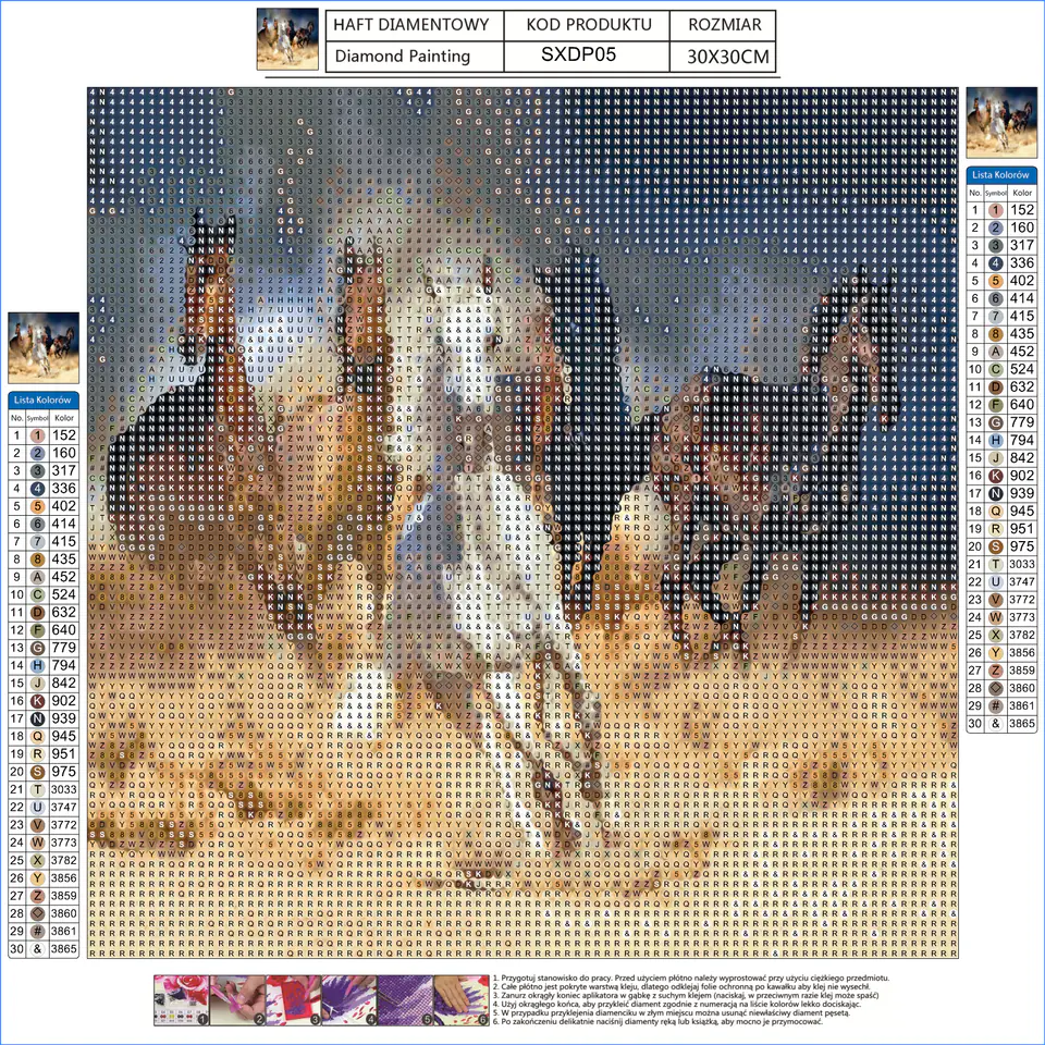 Diamond Embroidery, Painting, Diamond Mosaic Diamond Painting, HERD OF HORSES AT GALLOP 30x30cm