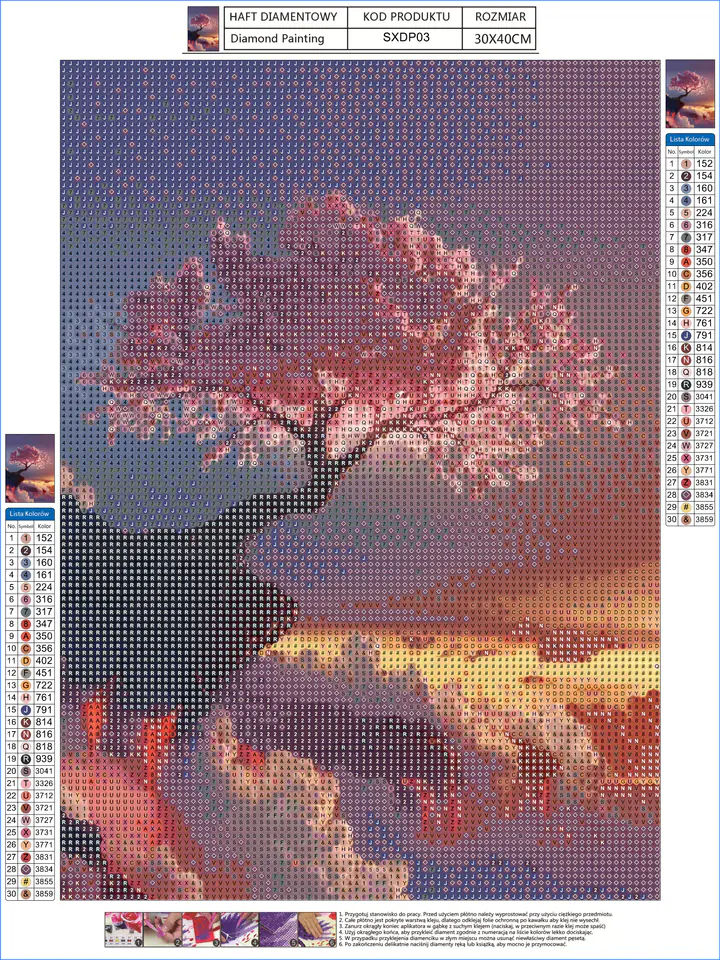 Diamond Embroidery, Painting, Diamond Mosaic Diamond Painting, TREE IN CLOUDS 30x40cm