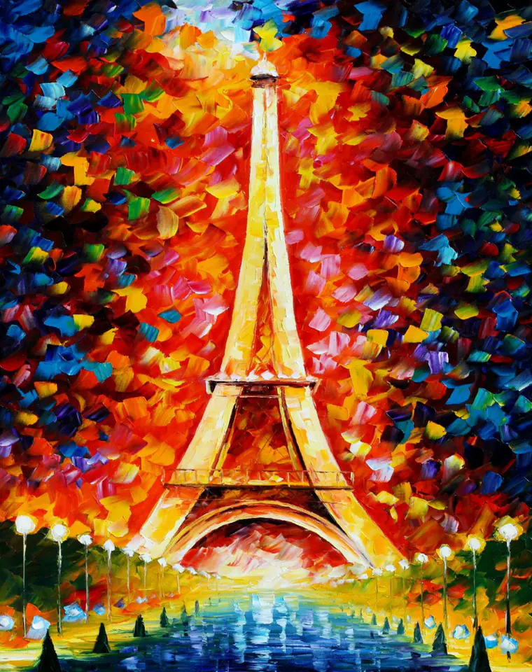 Haft Diamentowy, Obraz, Mozaika Diamentowa Diamond Painting, WIEŻA EIFFLA W KOLORZE 30x40cm