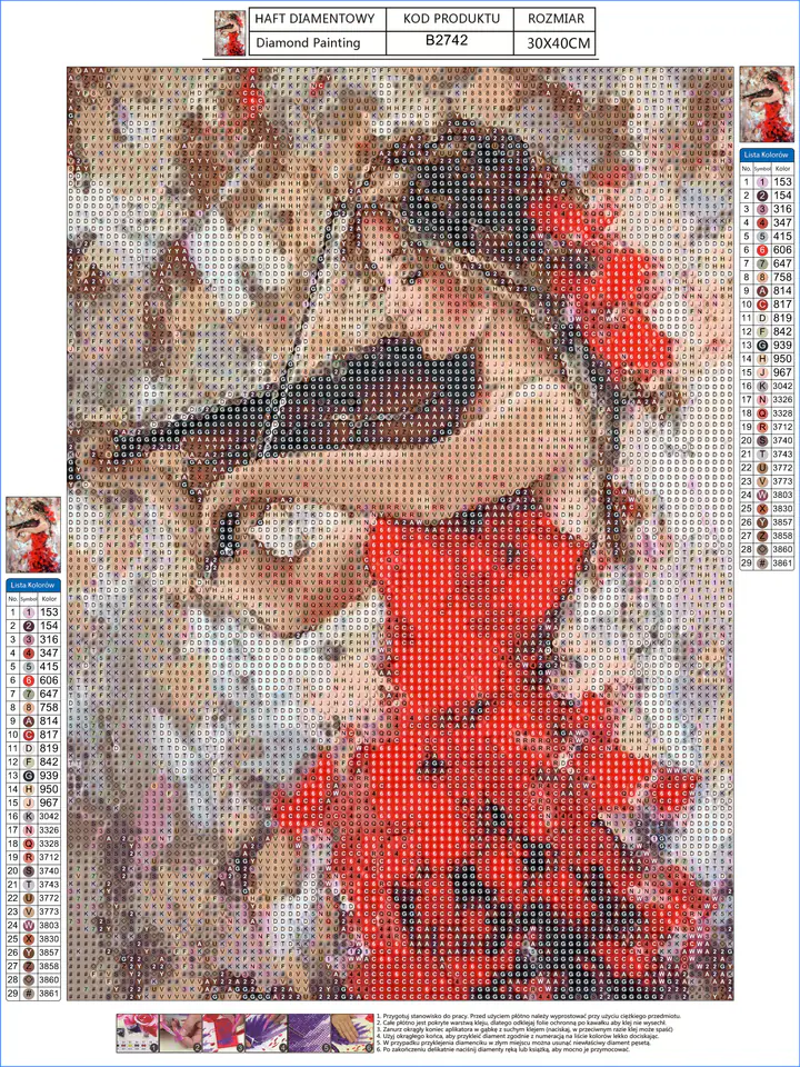 Haft Diamentowy, Obraz, Mozaika Diamentowa Diamond Painting, GRA NA SKRZYPCACH 30x40cm