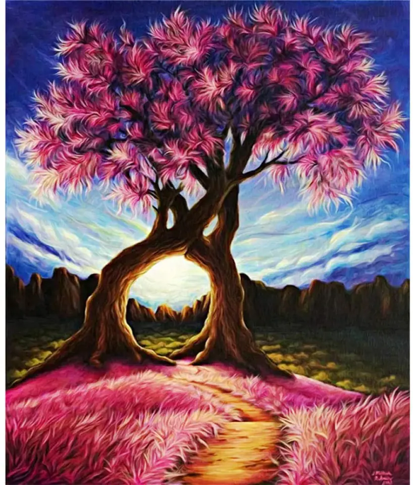 Haft Diamentowy, Obraz, Mozaika Diamentowa Diamond Painting, ABSTRAKCYJNE DRZEWA 30x40cm