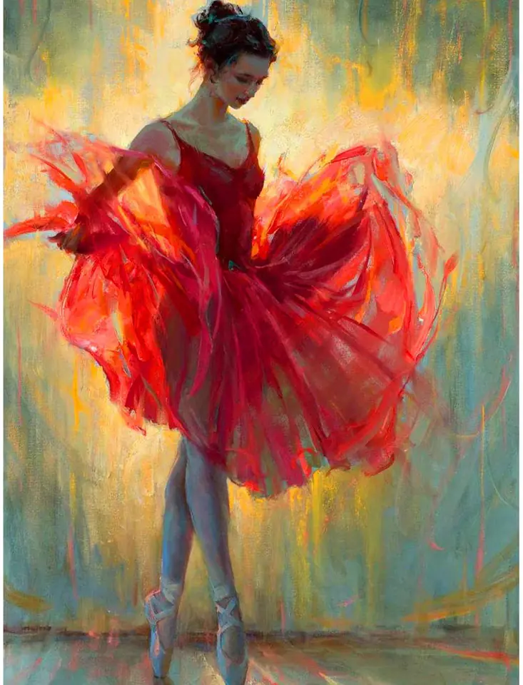 Haft Diamentowy, Obraz, Mozaika Diamentowa Diamond Painting, BALETNICA W CZERWIENI 30x40cm