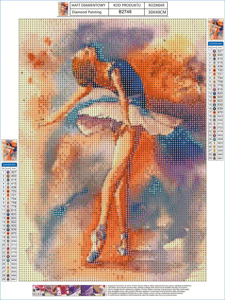 Diamond Embroidery, Painting, Diamond Mosaic Diamond Painting, BALLERINA IN DANCE 30x40cm