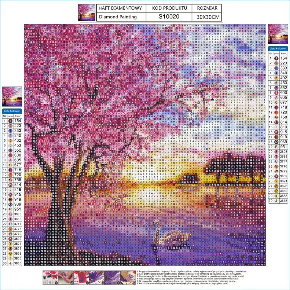 Haft Diamentowy, Obraz, Mozaika Diamentowa Diamond Painting, ZACHÓD SŁOŃCA NAD JEZIOREM 30x30cm