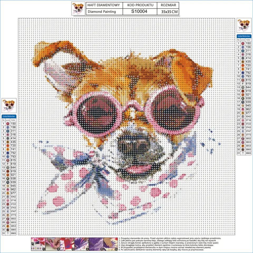 Diamond Embroidery, Painting, Diamond Mosaic Diamond Painting, DOG WITH SCARF 35x35cm