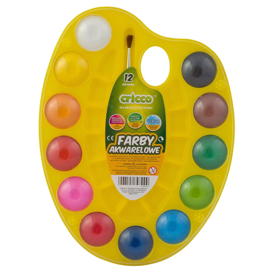Farby akwarelowe CRICCO 12 kolorów paletaka CR361K12 HL