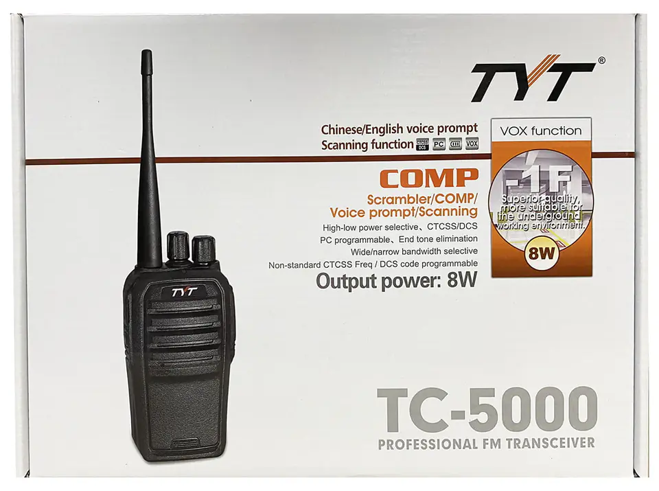Radiotelefon TYT TC-5000. Zdjęcie real opakowanie