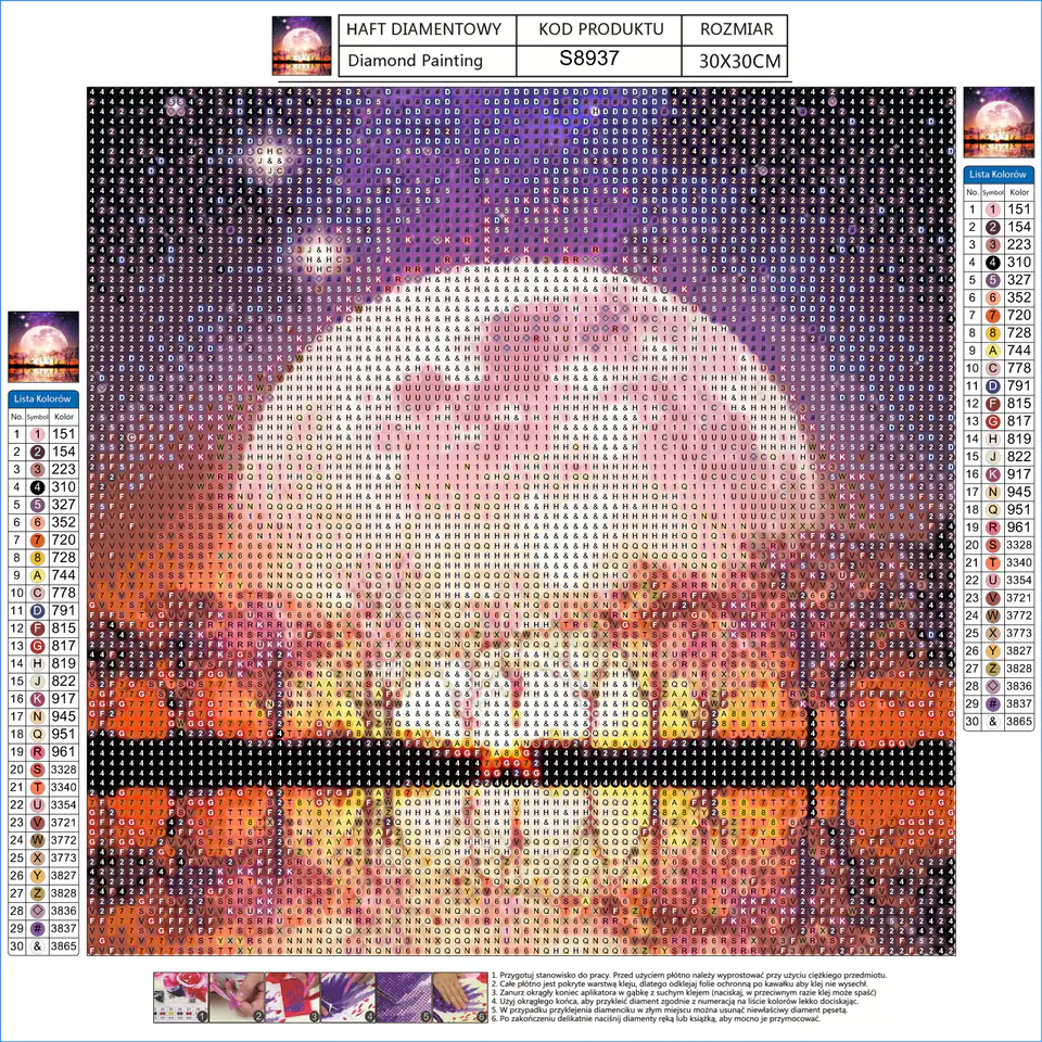 Diamond Embroidery, Painting, Diamond Mosaic Diamond Painting, FULL MOON 30x30cm