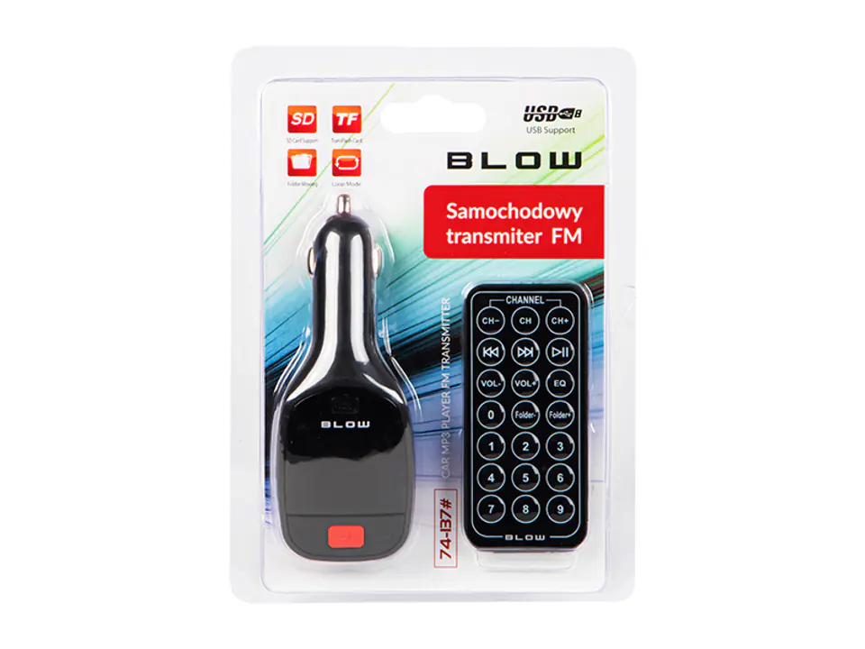 Transmiter FM Blow LCD USB SD TF black + pilot