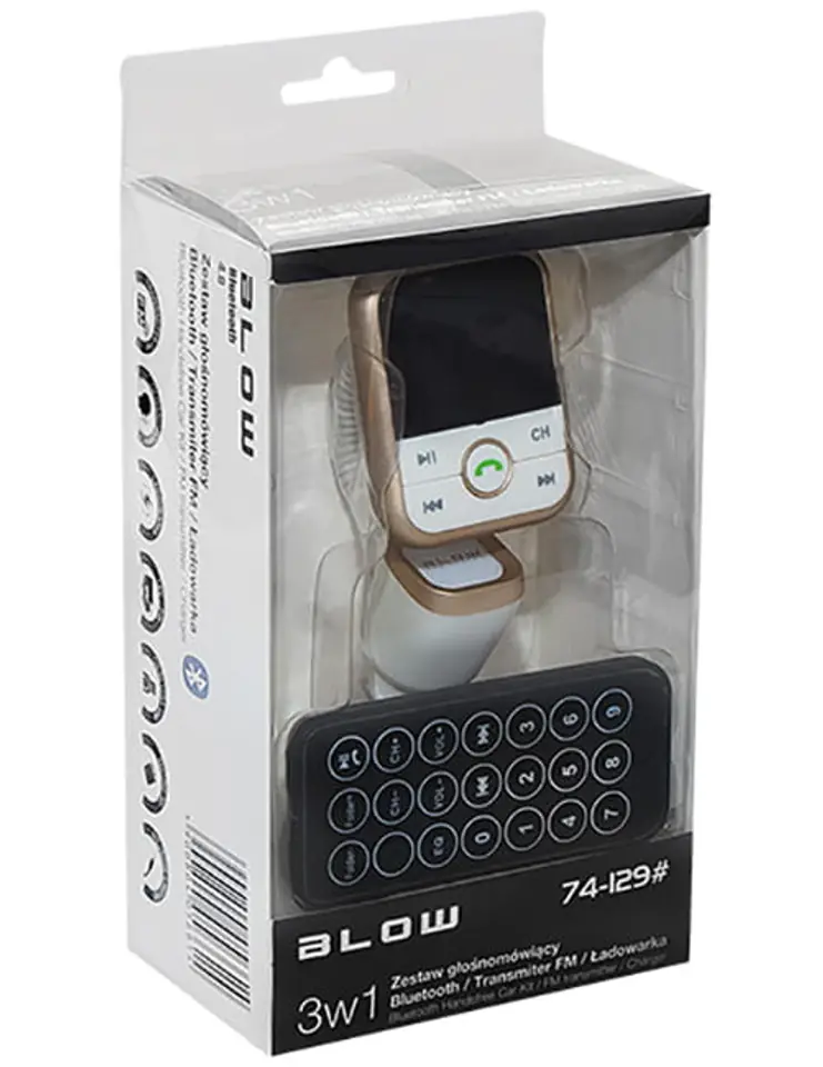 Transmiter FM z Bluetooth i ładowarką 2,1A Blow