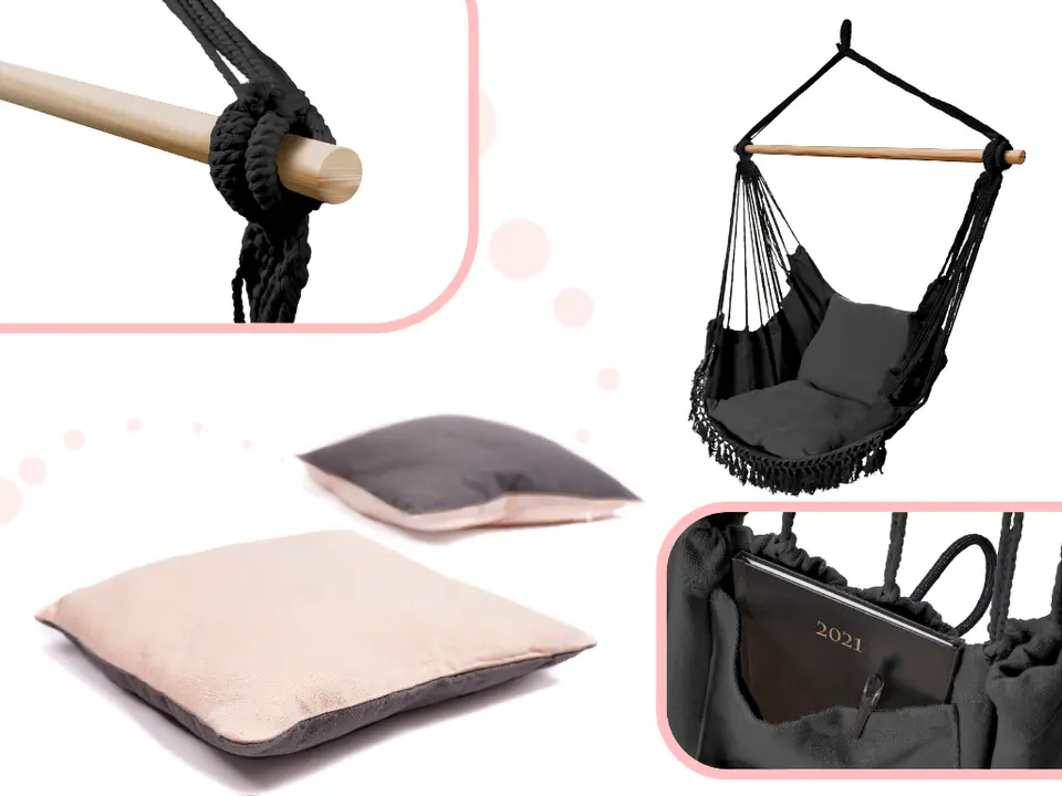 Hammock Brazilian chair with pillows black with tassels