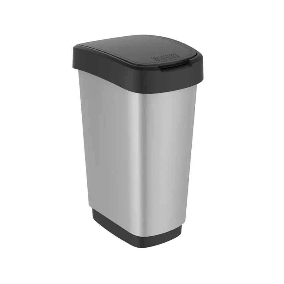 Swing trash can Rotho Twist 50L metallized Wasserman.eu