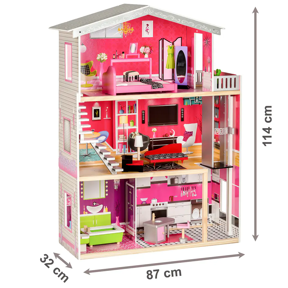 Large Wooden Dollhouse - Malibu EcoTOYS Residence