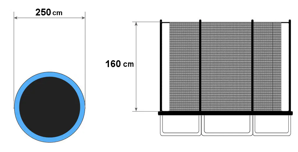 Siatka ochronna wewnętrzna trampolina 244 - 250 cm 8ft/6