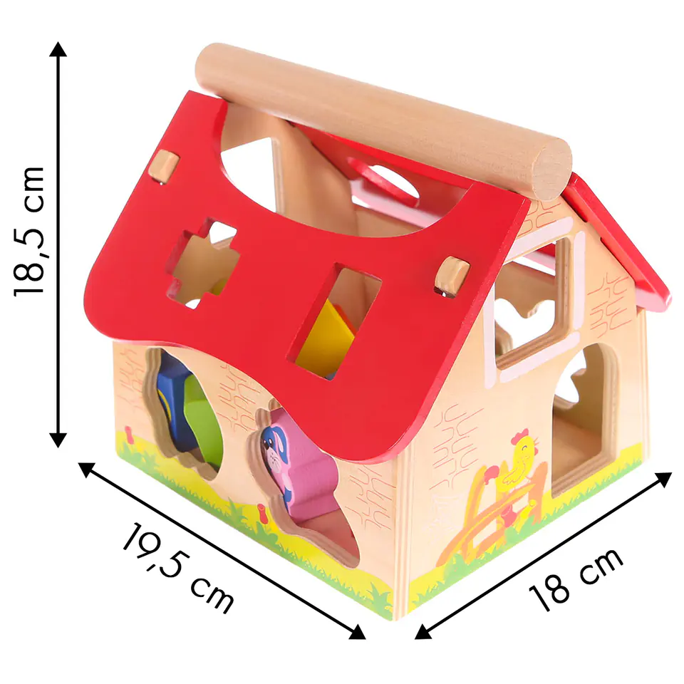 Drewniany domek, farma sorter z klockami ECOTOYS