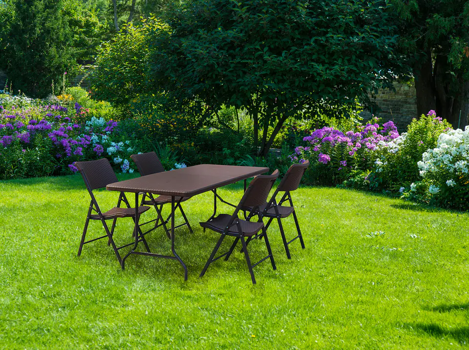Garden banquet catering table 180cm rattan