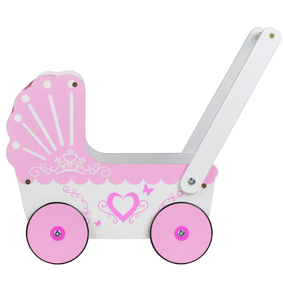 Wooden doll trolley with canopy Ecotoys