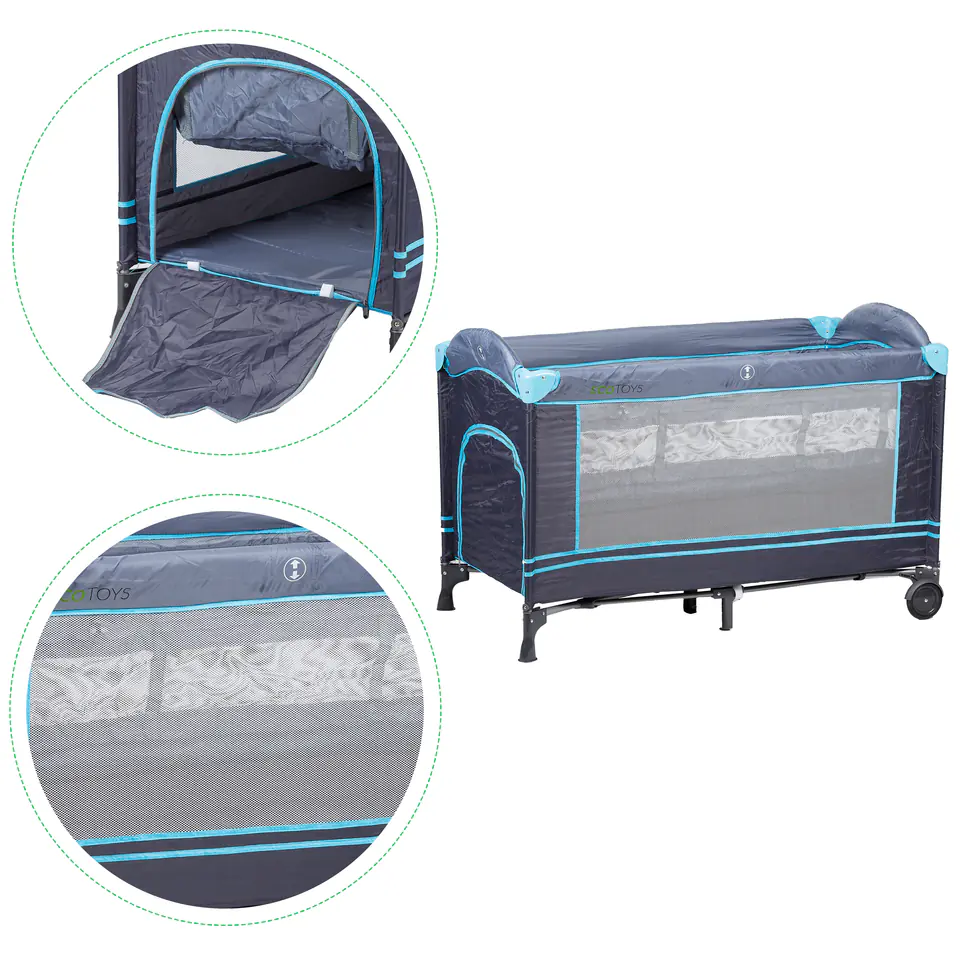 Tourist bed playpen with mosquito net Ecotoys
