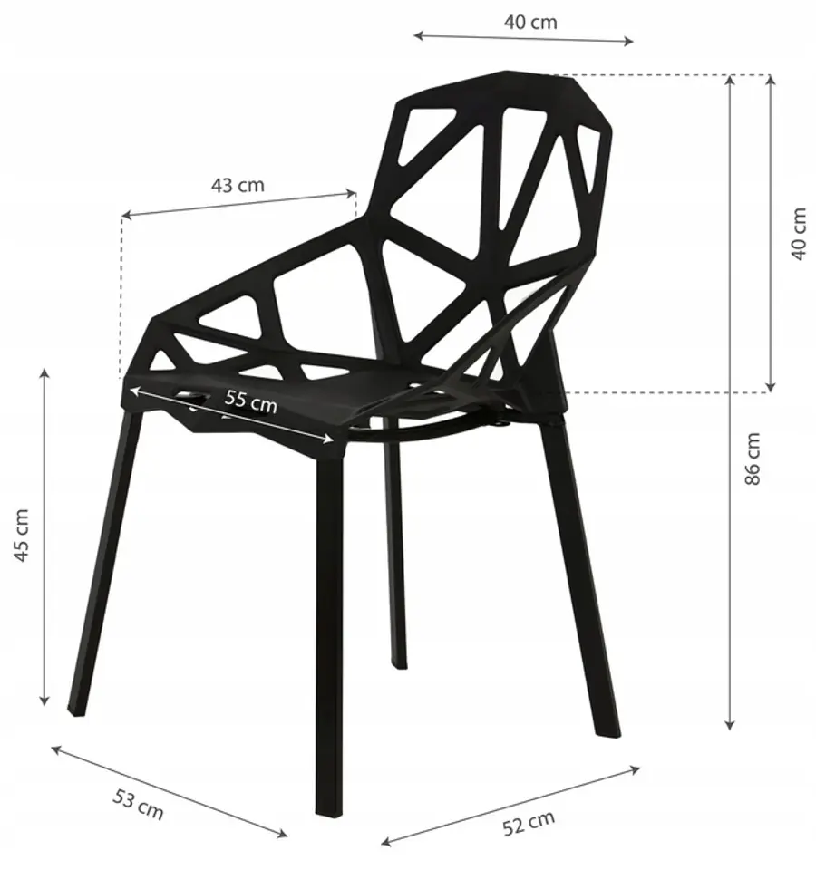 Komplet nowoczesnych krzeseł krzesło do salonu czarne 4 sztuki ModernHome