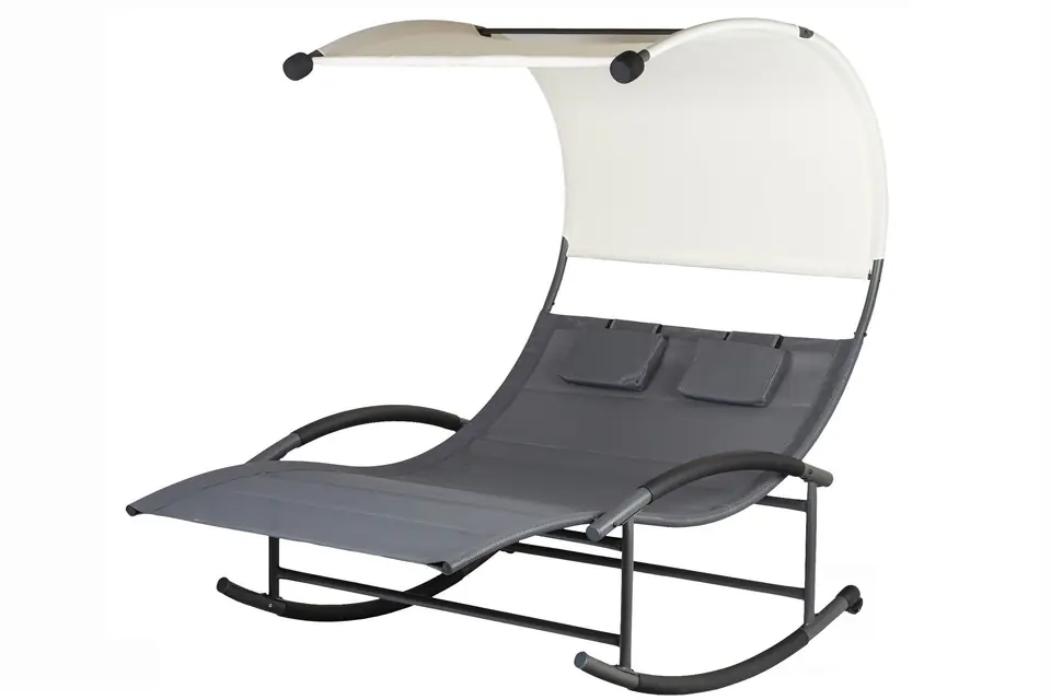 Daybed garden lounger with visor swing