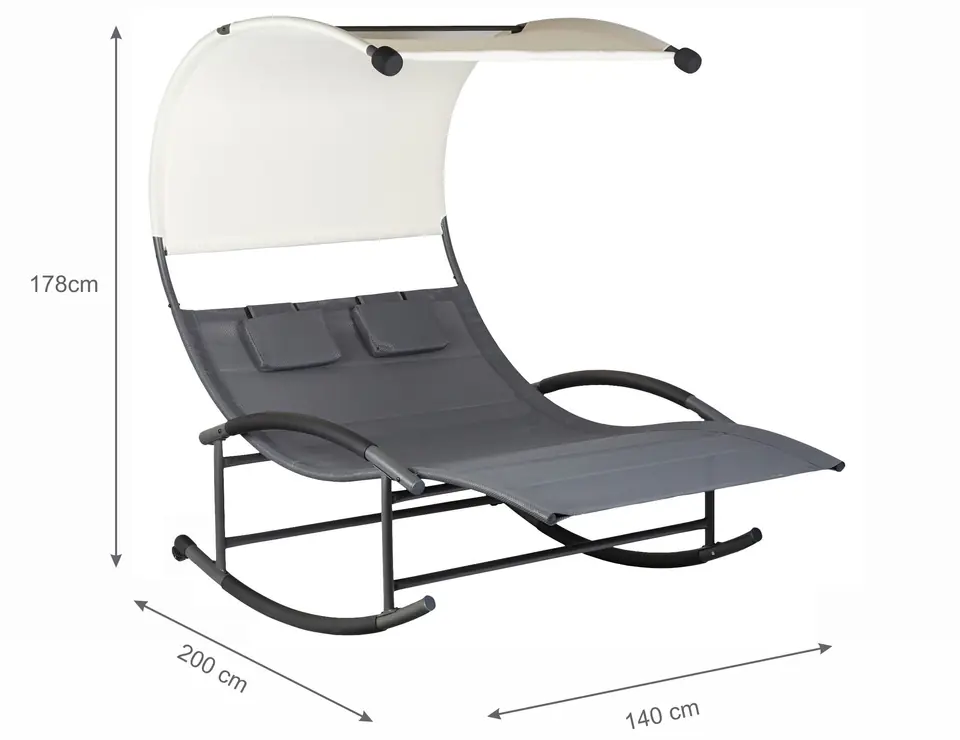 Daybed garden lounger with visor swing