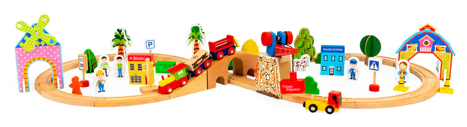 Wooden train railway 74el Ecotoys