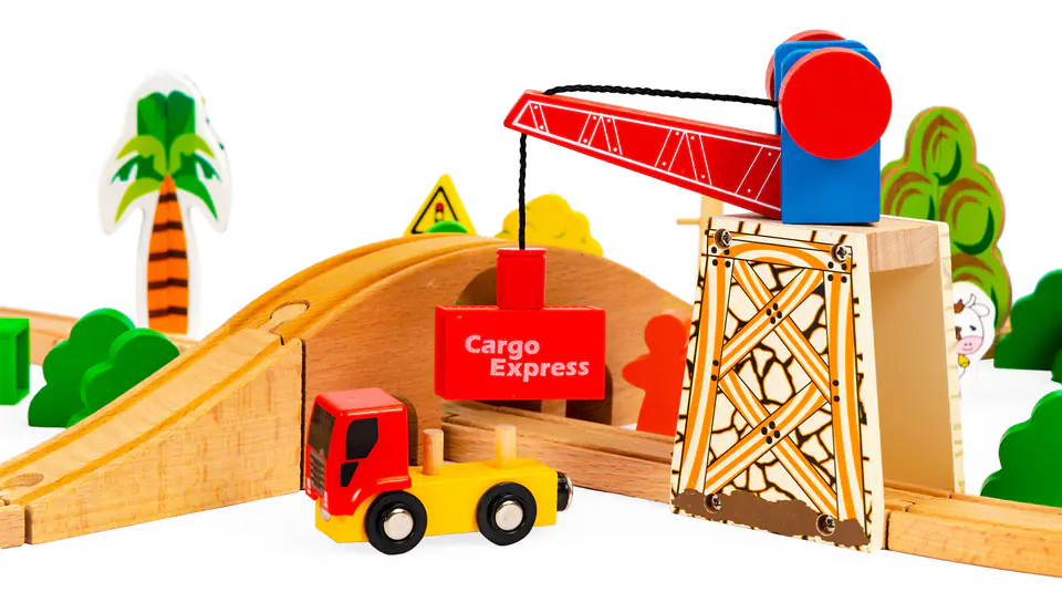 Wooden train railway 74el Ecotoys