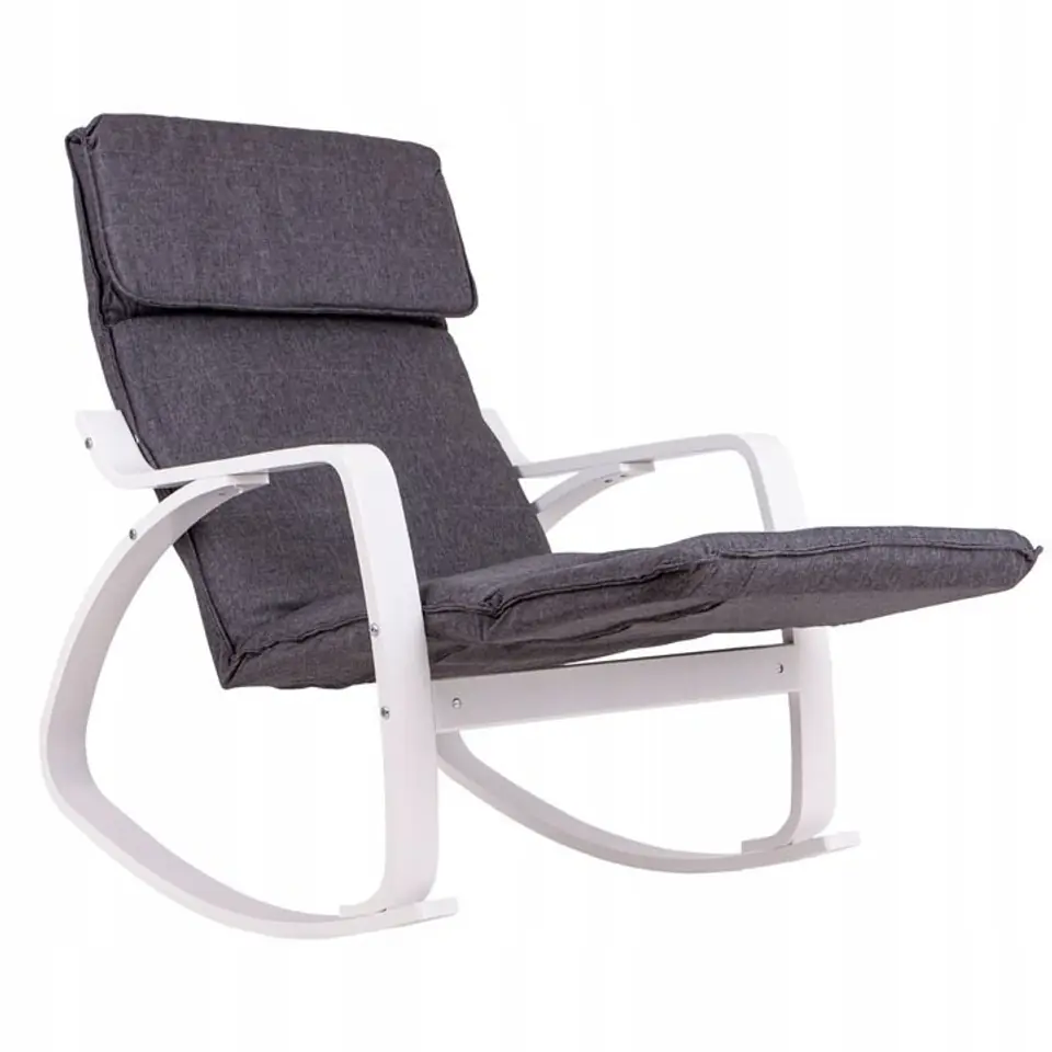 Rocking chair adjustable footrest white frame