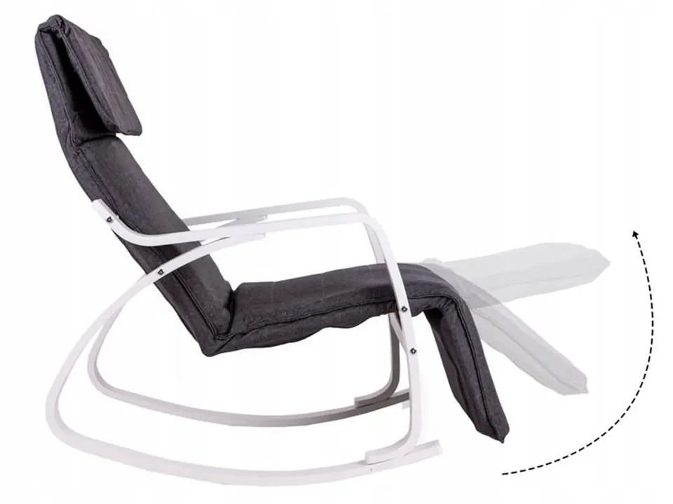 Fotel bujany regulowany podnóżek biała rama
