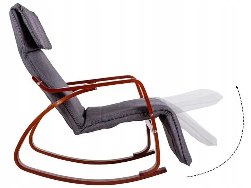 Rocking chair adjustable footrest wooden shoulders