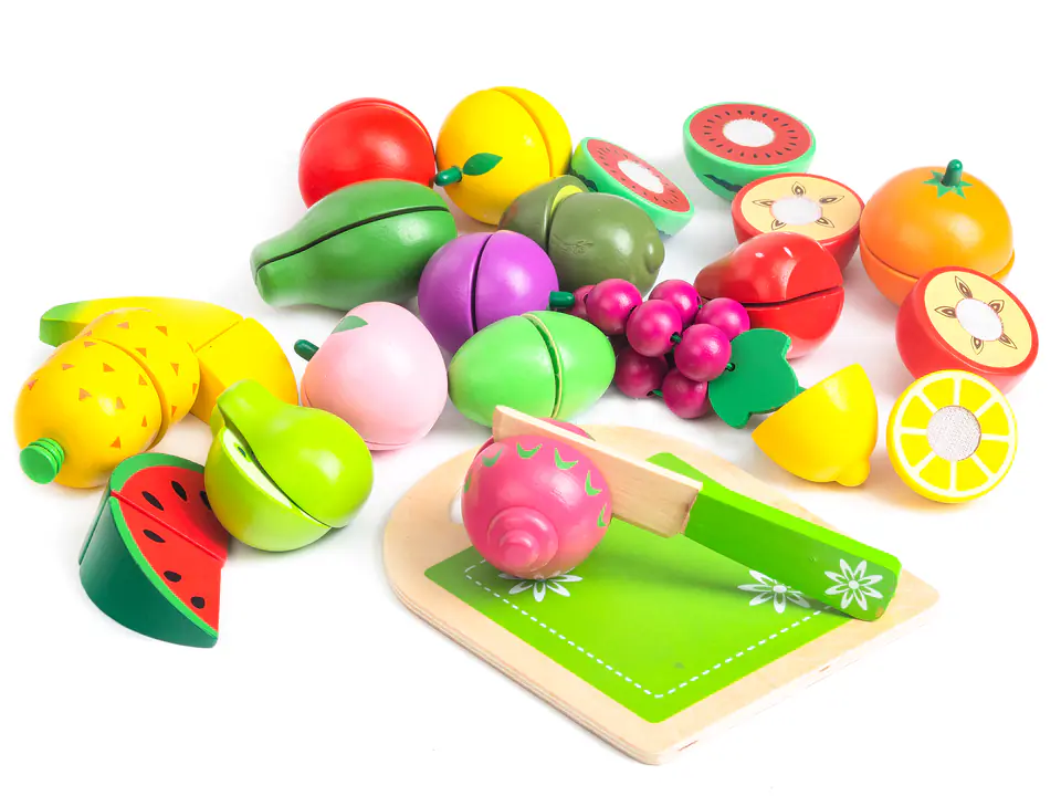 Wooden fruit for cutting 20pcs Ecotoys