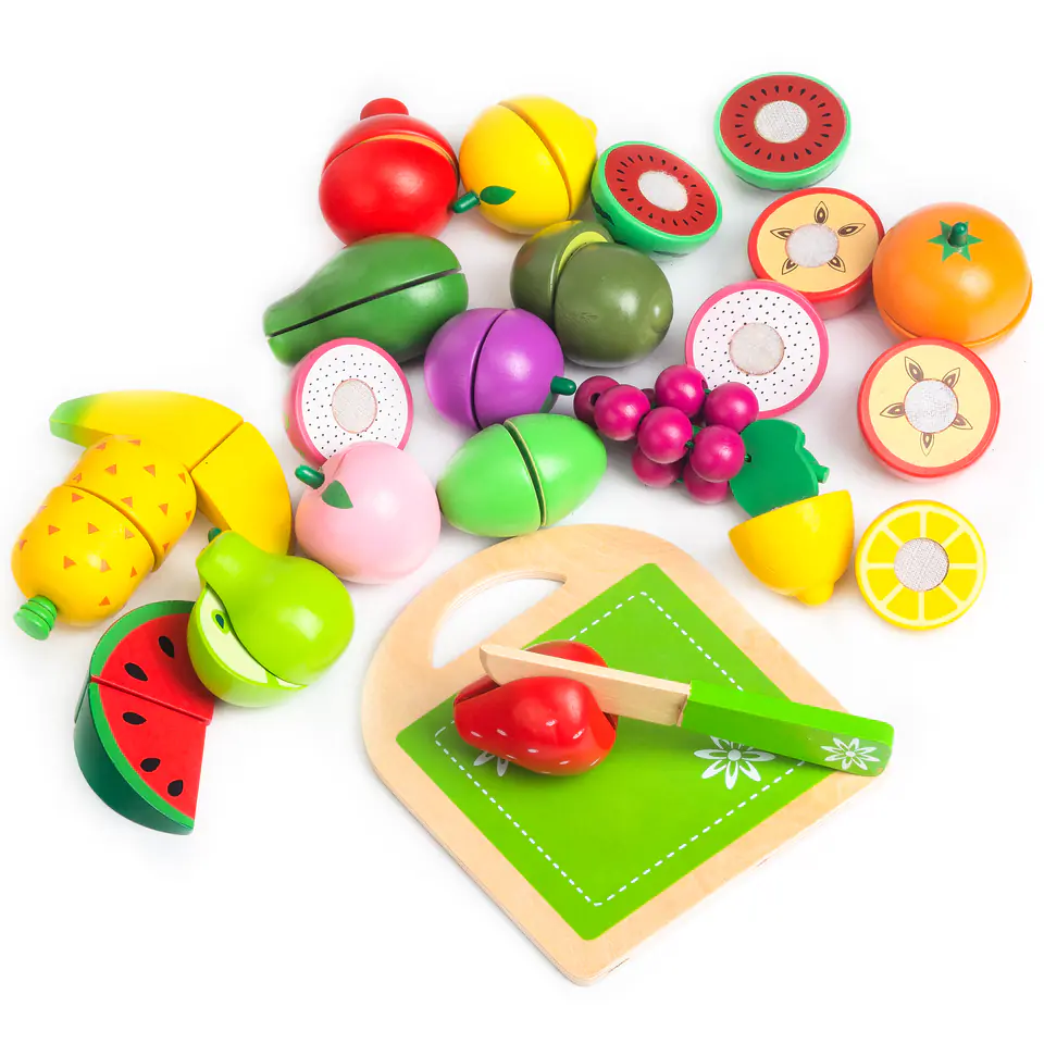 Wooden fruit for cutting 20pcs Ecotoys
