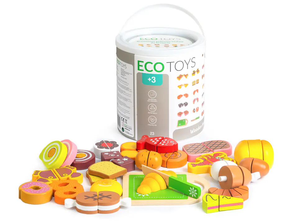 Wooden Food For Cutting 23pcs Ecotoys