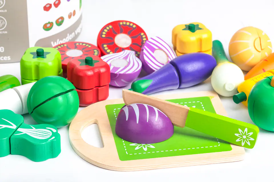 Wooden vegetables for cutting 20pcs Ecotoys