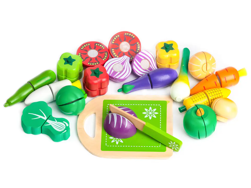 Wooden vegetables for cutting 20pcs Ecotoys