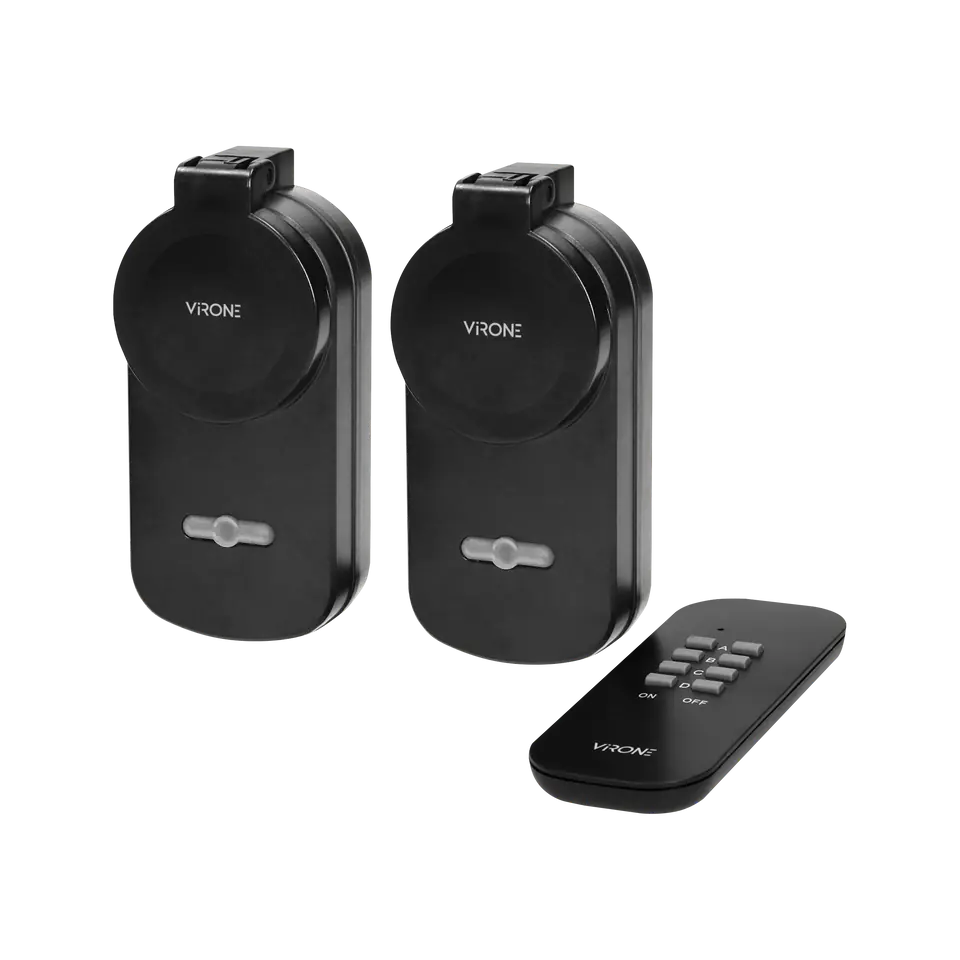Set of wireless sockets controlled by remote control 2+1, IP44 ...