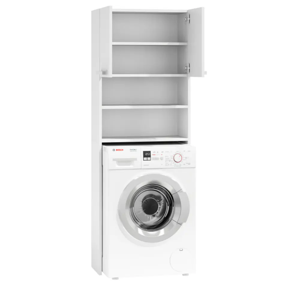 Szafka na pralkę łazienkowa biała szafka z półkami 183 cm ModernHome