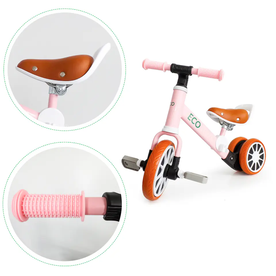 Bicycle tricycle balance bike with pedals 2in1 Pink