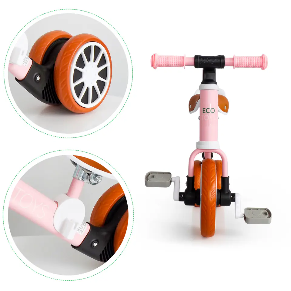 Bicycle tricycle balance bike with pedals 2in1 Pink
