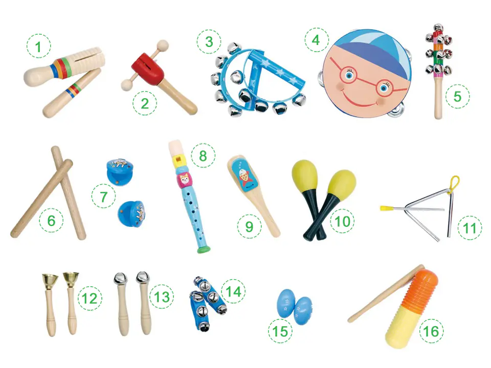 Musical set of 16 instruments + Ecotoys bag