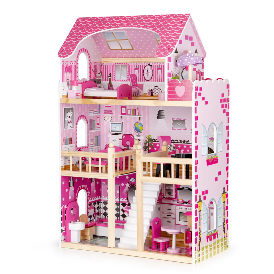 Wooden dollhouse led furniture ECOTOYS