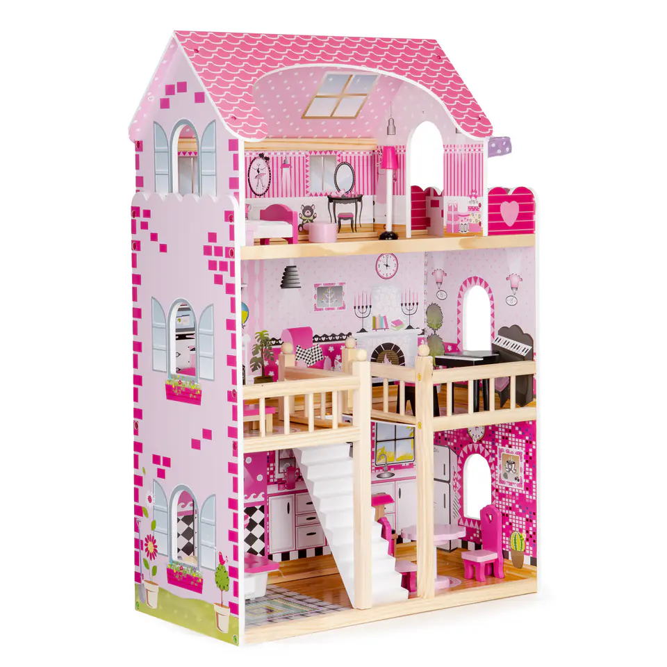 Wooden dollhouse led furniture ECOTOYS