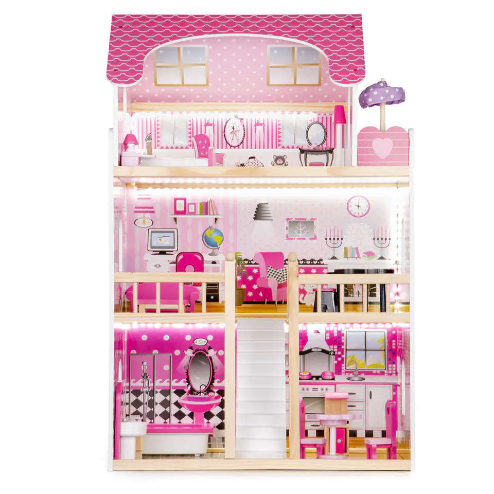 Wooden dollhouse led furniture ECOTOYS