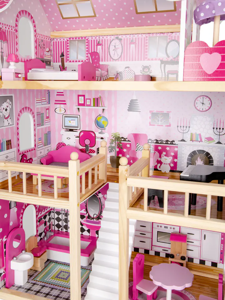 Wooden dollhouse led furniture ECOTOYS