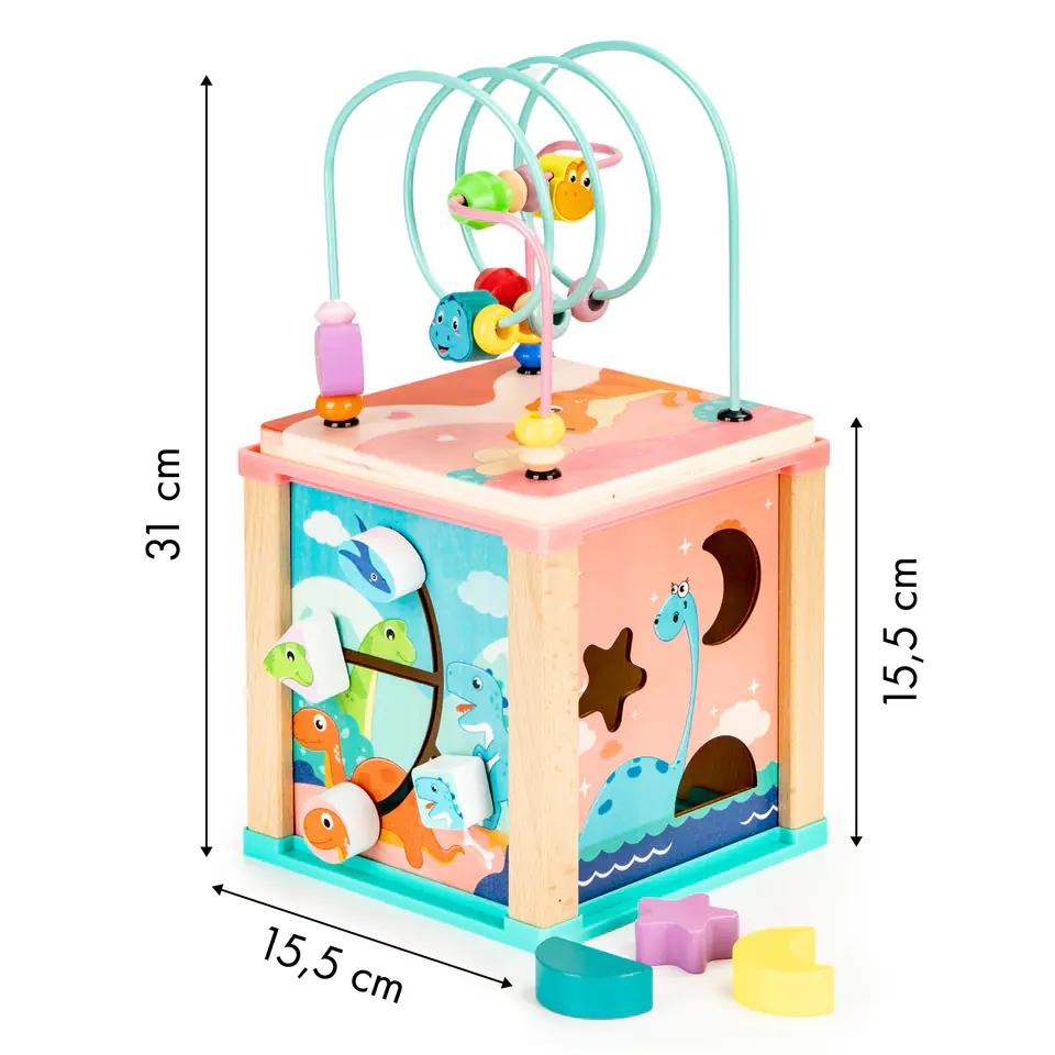 Drewniana kostka edukacyjna,  sorter mula ECOTOYS